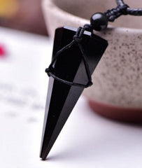 Obsidian Geometry Pendant Necklace