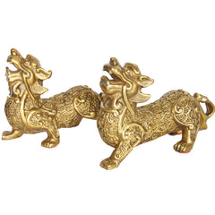 Brass Pixiu Covered in Coins - Pair