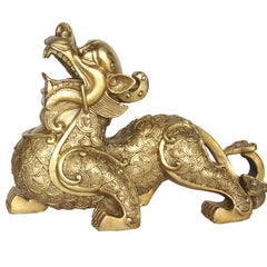 Brass Pixiu Covered in Coins - Pair