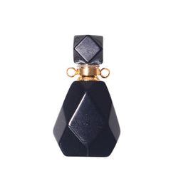 Obsidian Potion Bottle Necklace with Gold Chain