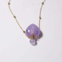 Amethyst Crystal Potion Bottle Necklace with Gold Chain