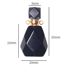 Obsidian Potion Bottle Necklace with Gold Chain