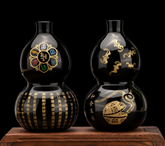 Obsidian Hu Lu / Wu Lou with Heart Sutra