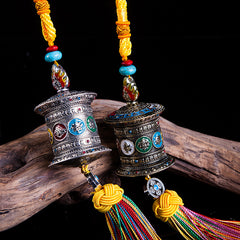 Rainbow Tibetan Prayer Wheel Charm