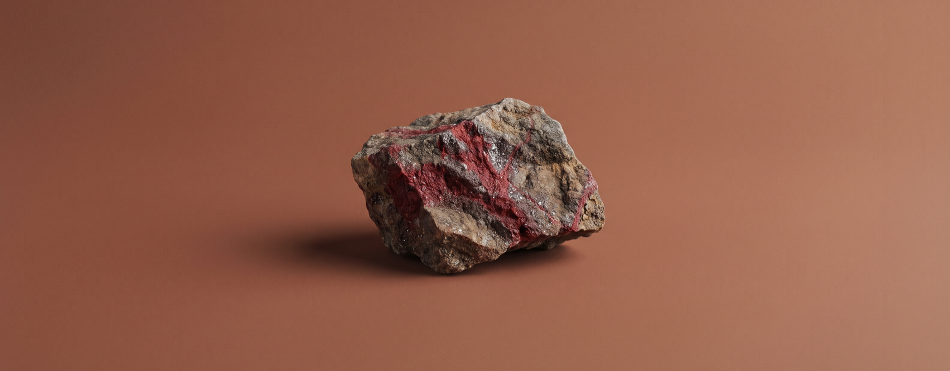 Cinnabar collection — raw cinnabar ore on rust clay