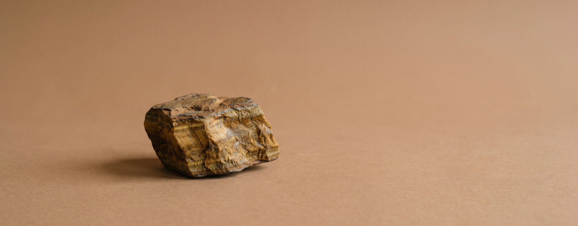 Tiger Eye collection — rough tiger eye stone on cognac tan