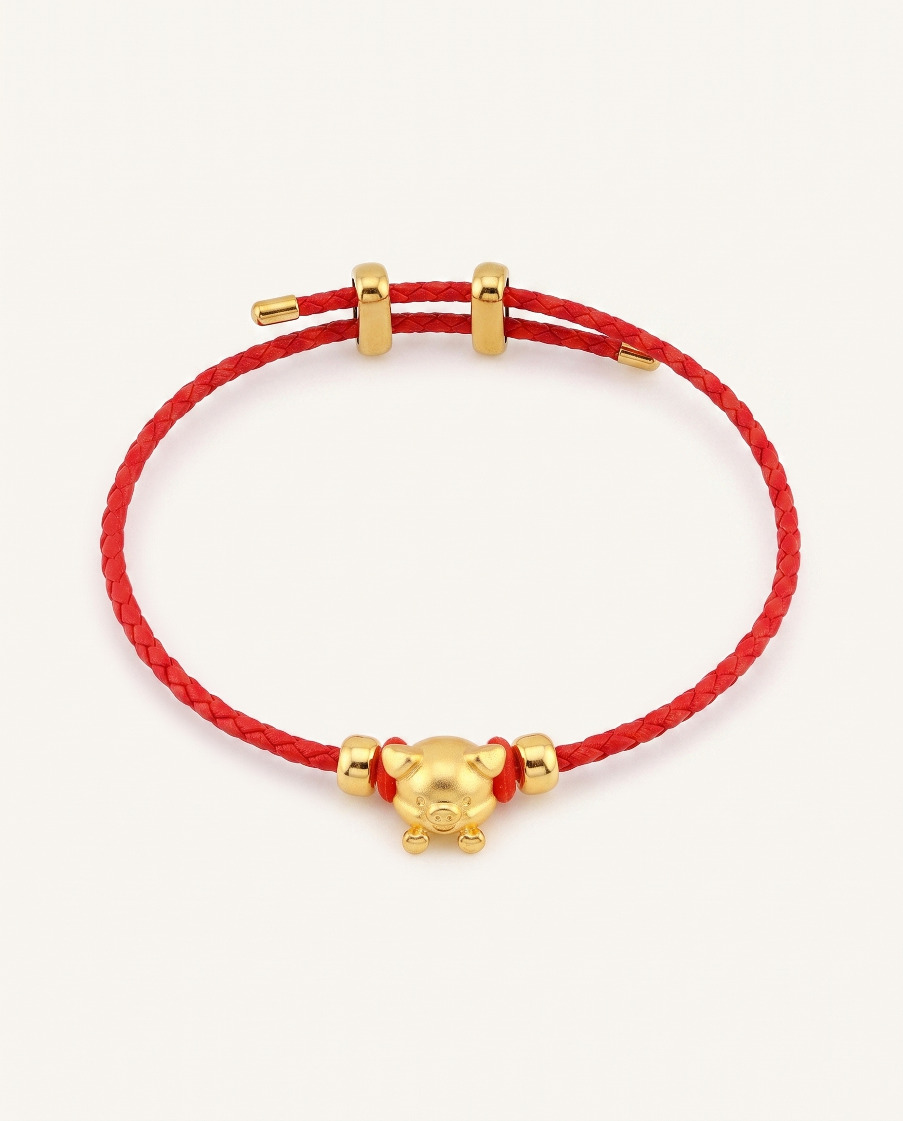 Zodiac Adjustable Red Leather String Bracelet, detail view