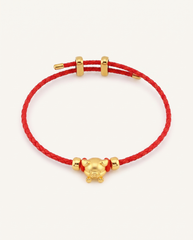 Zodiac Adjustable Red Leather String Bracelet, detail view