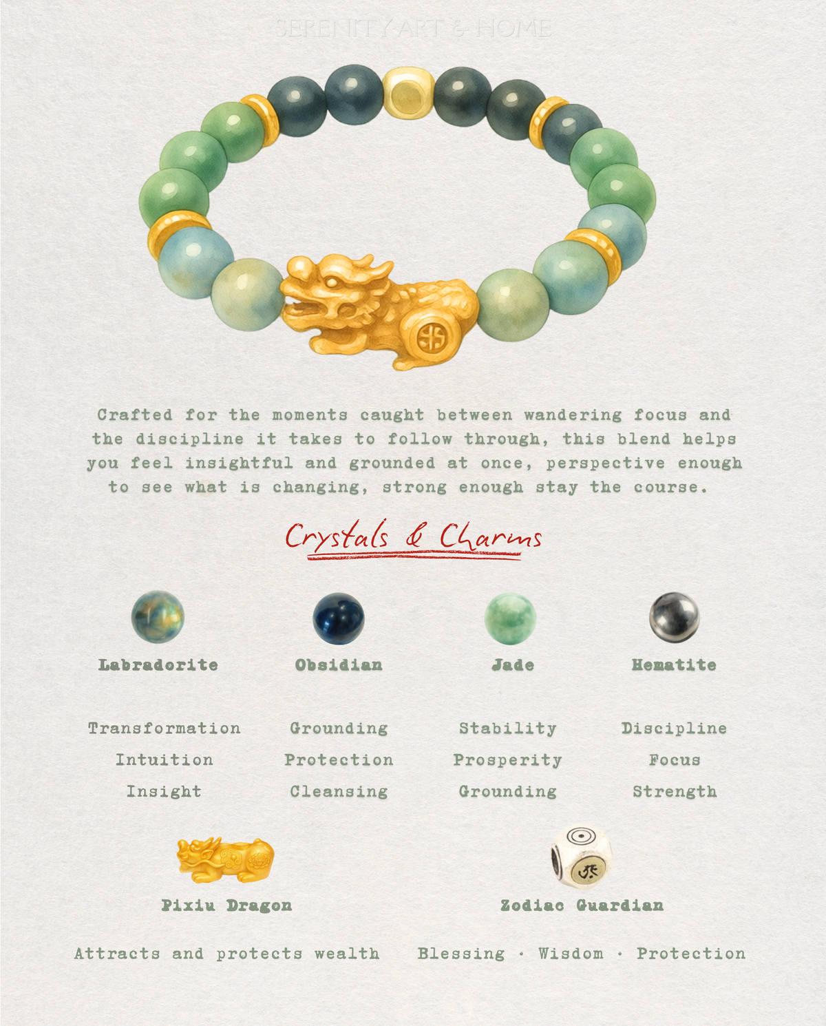 Iron Fortune Pixiu Bracelet, side view