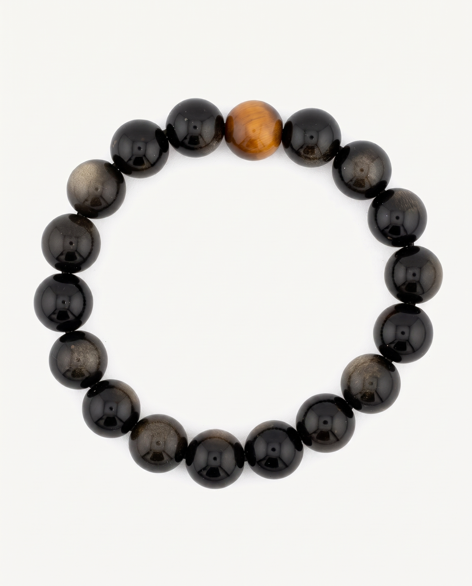 Courage & Protection | Tiger Eye & Obsidian Bracelet, alternate view