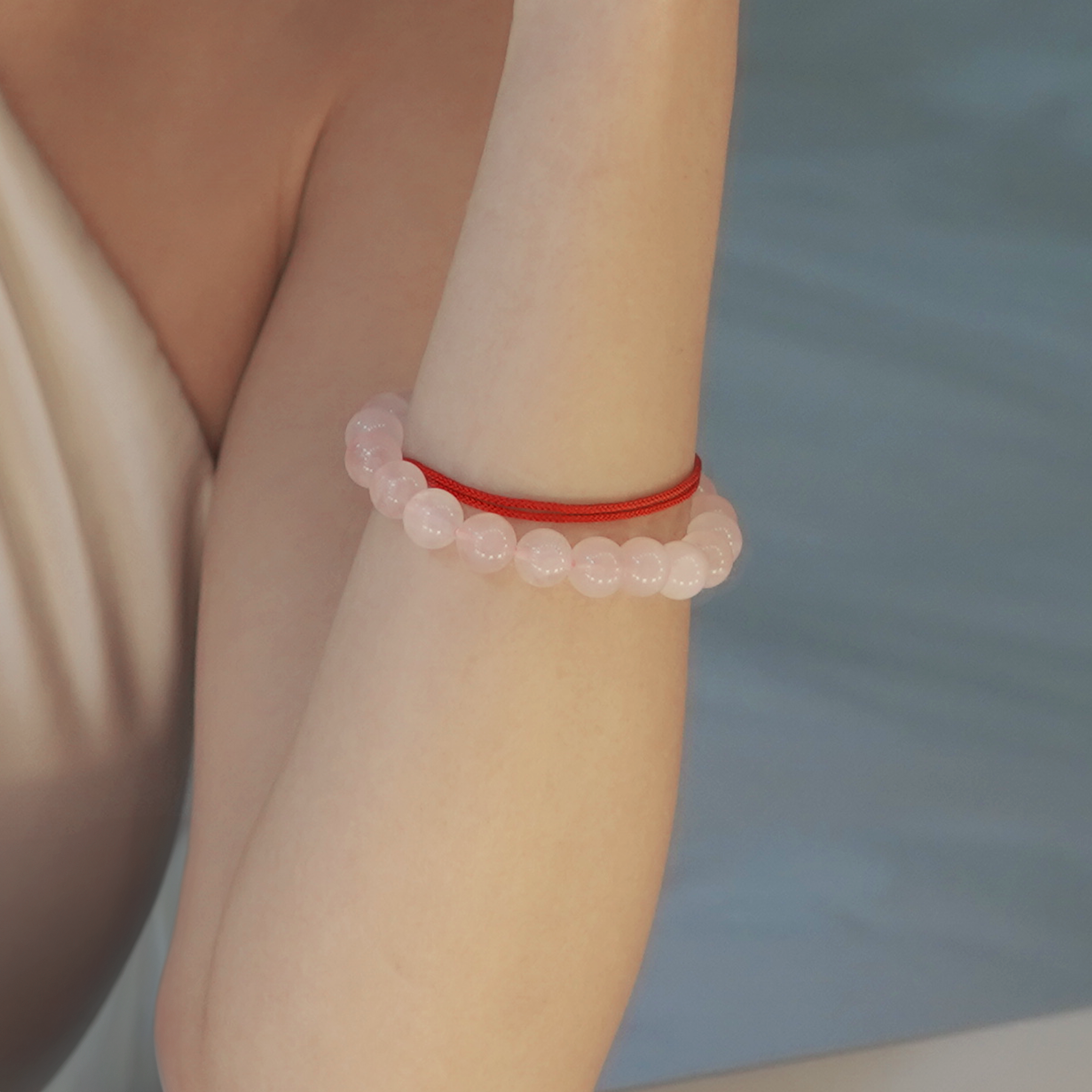 Rose & Clear Quartz Crystal Bracelet