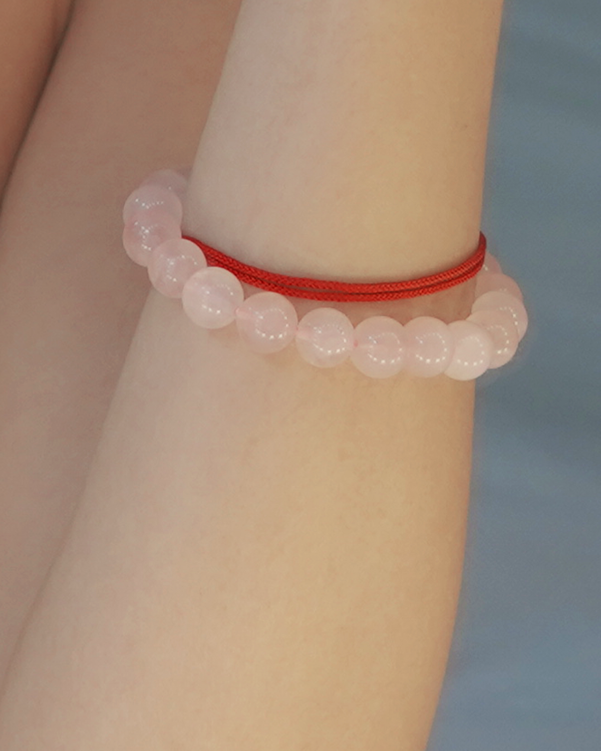 Rose & Clear Quartz Bracelet, alternate view