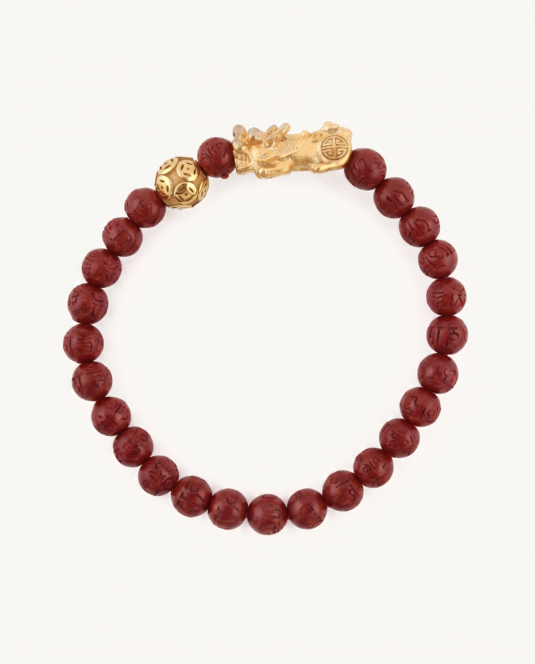 Prosperity Charm | Mini Pixiu Dragon Red Cinnabar Bracelet, alternate view