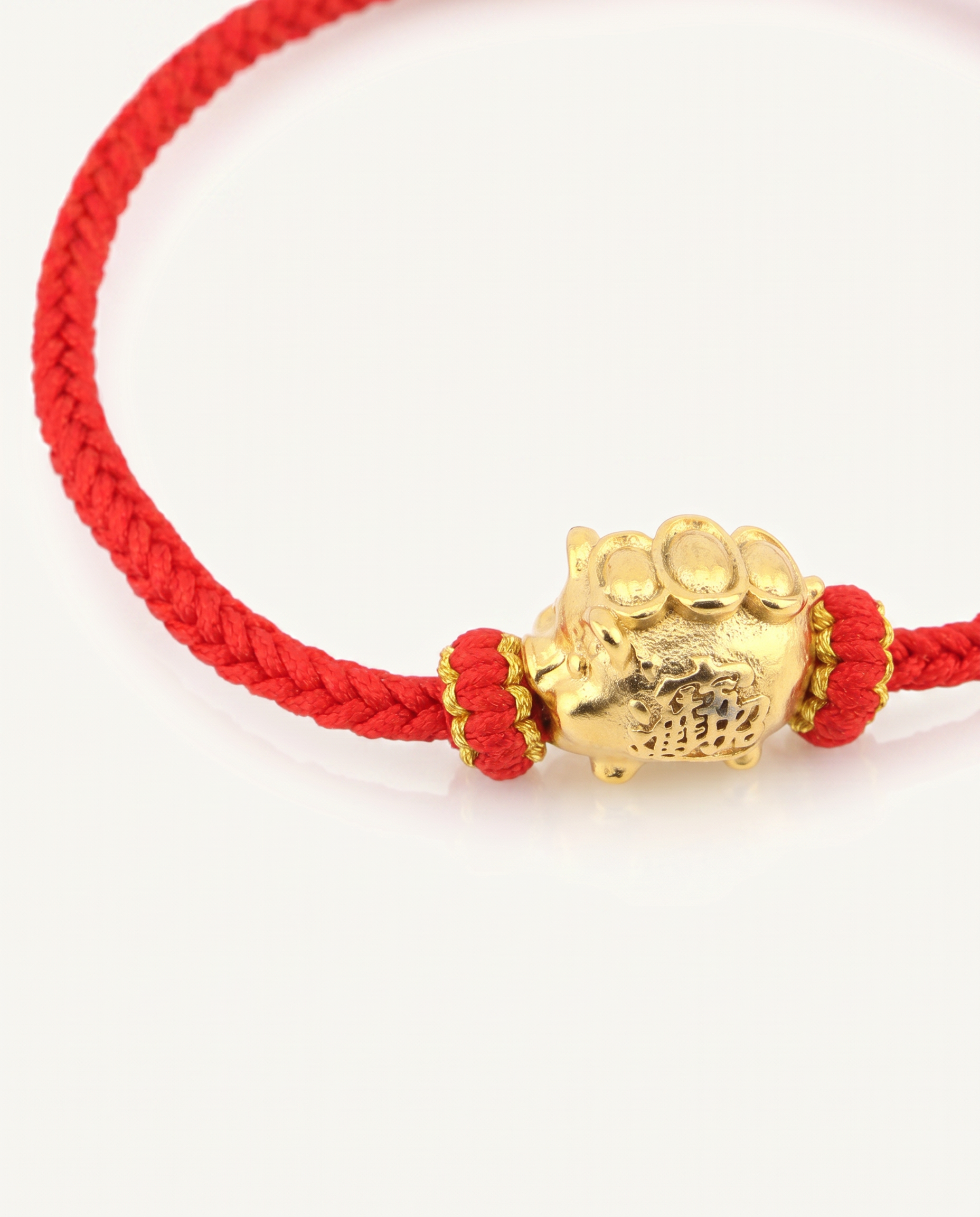 Wealth Pig Charm Red String Bracelet, alternate view