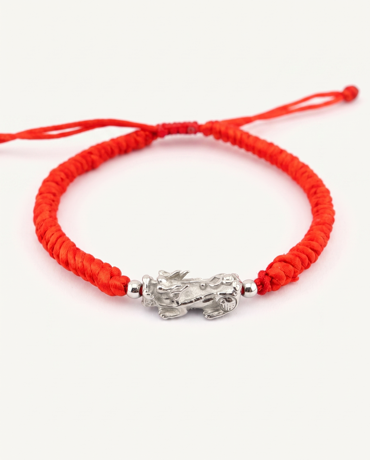 Pixiu Dragon Adjustable Red String Bracelet, alternate view