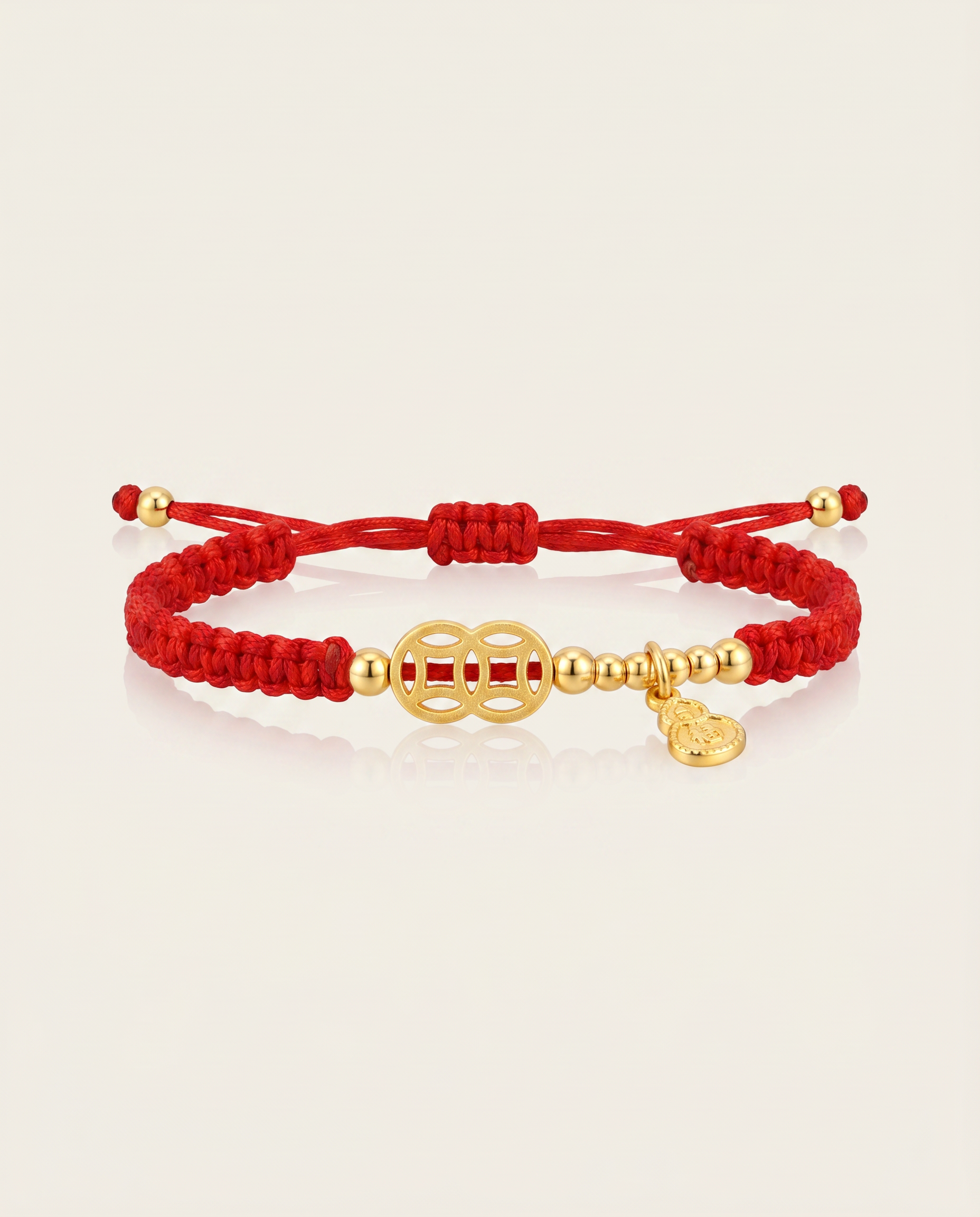 Coins with Hulu Red String Bracelet