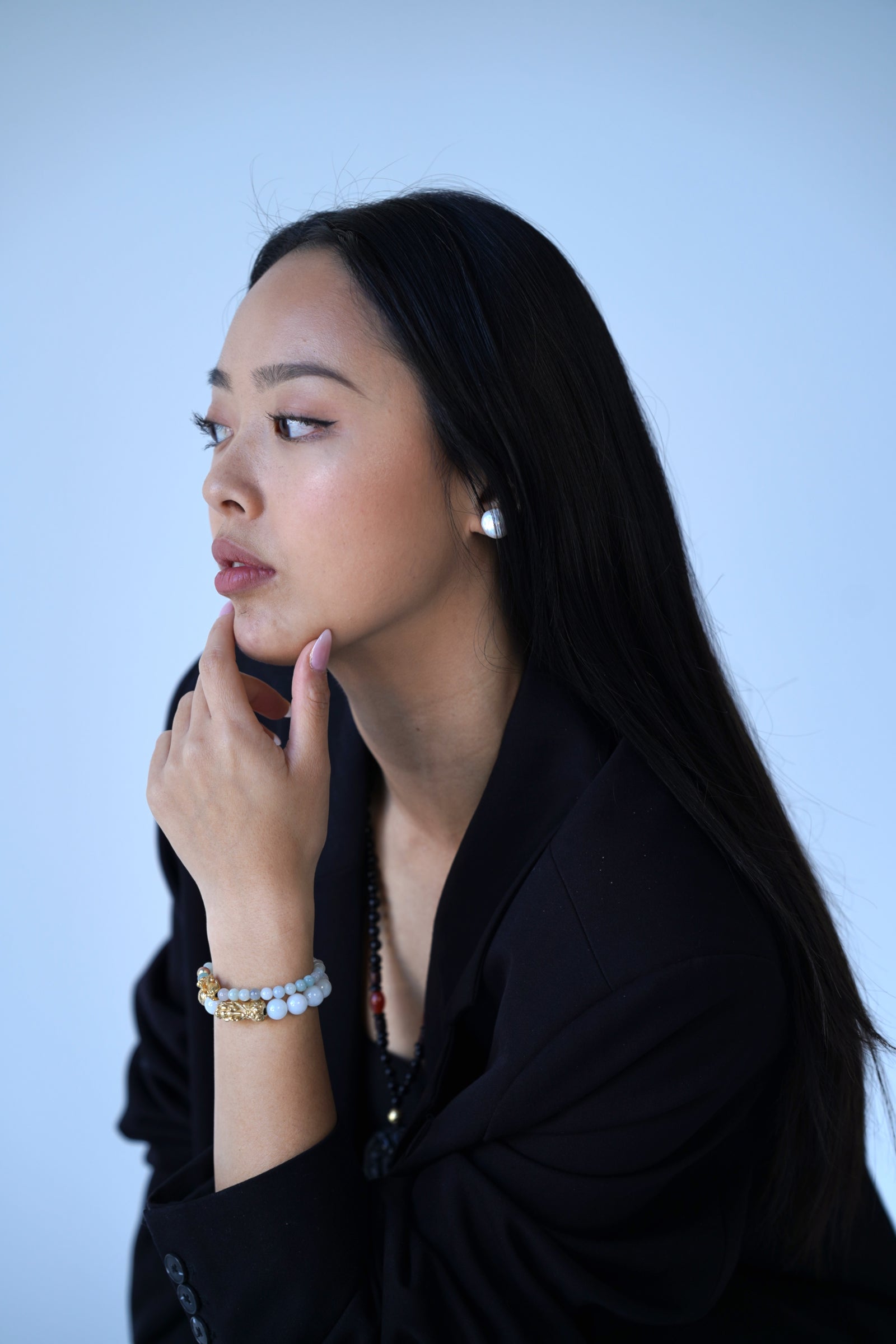 Harmony Charm | Pixiu Dragon Light Green Jade Bracelet, side view