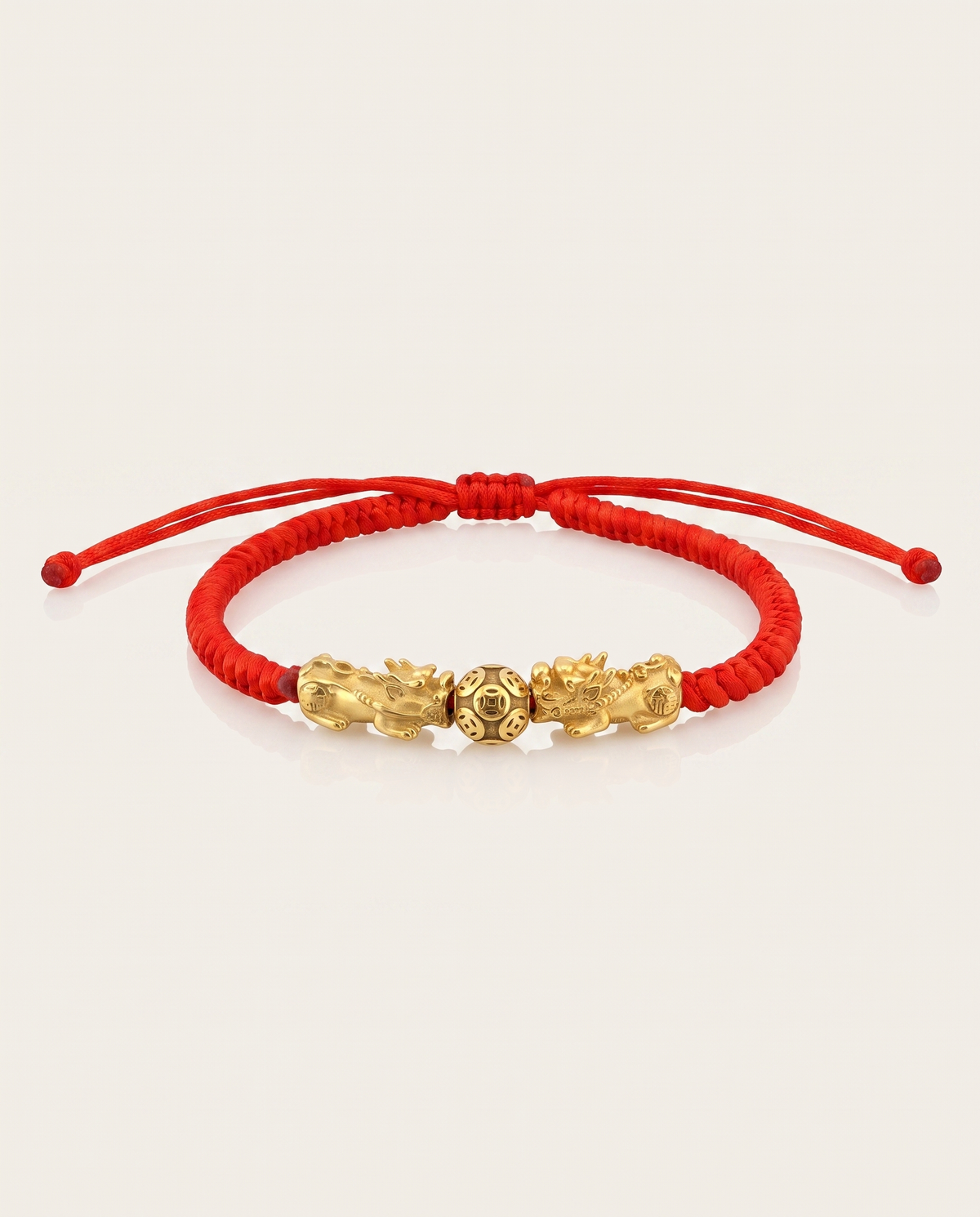 Double Pixiu Dragon Adjustable Red String Bracelet
