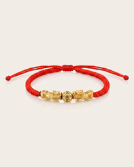 Double Pixiu Dragon Adjustable Red String Bracelet