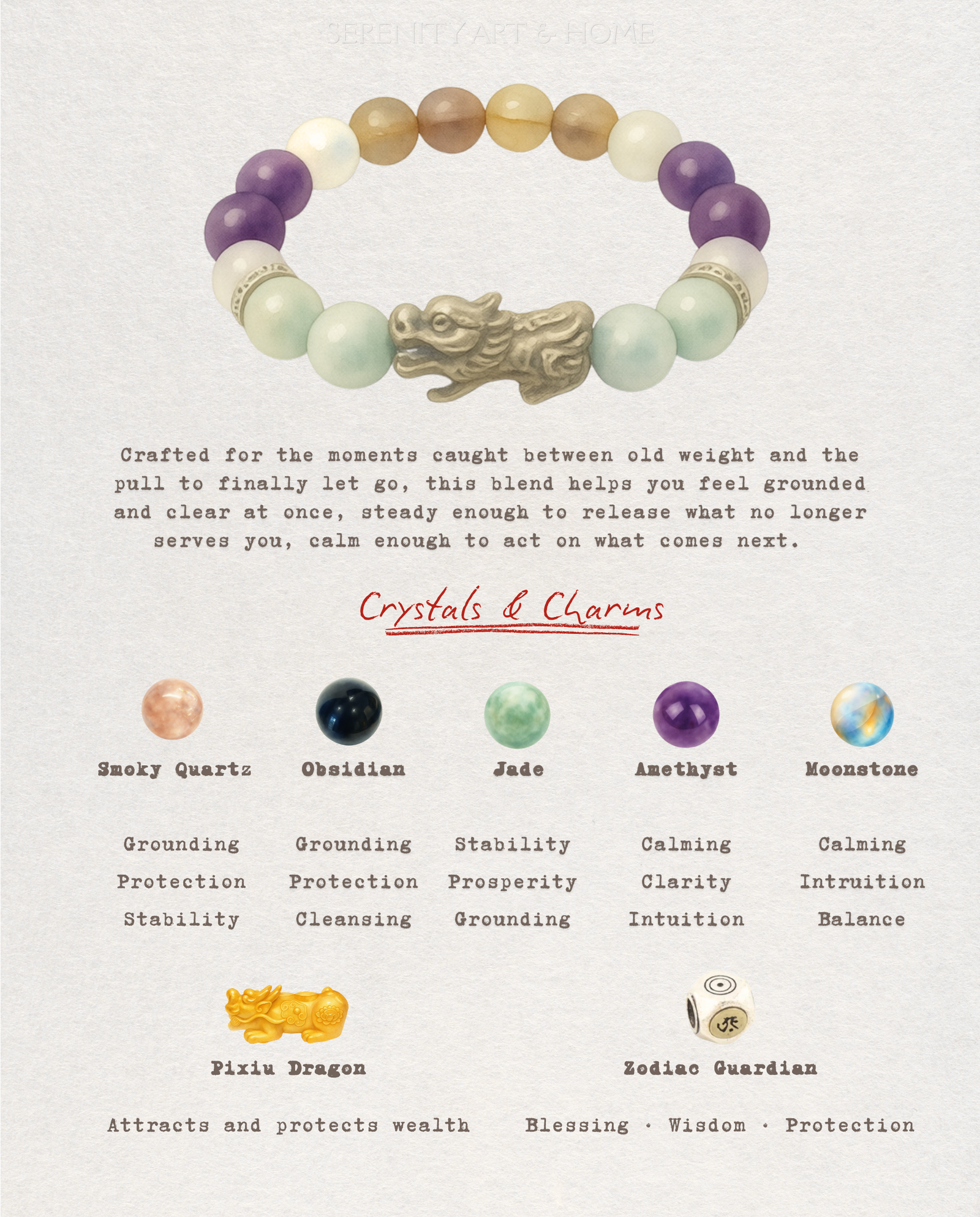 Moonlit Orchard Pixiu Bracelet, side view
