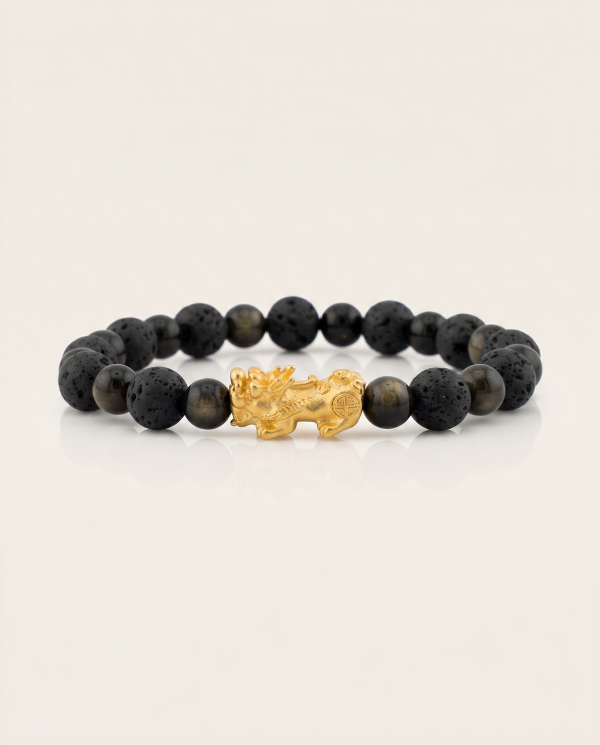 Grounding Charm | Mini Pixiu Dragon Lava Rock Bracelet
