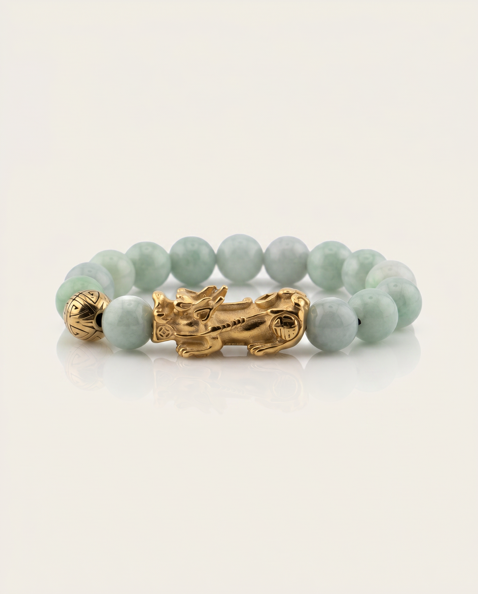 Harmony Charm | Pixiu Dragon Light Green Jade Bracelet