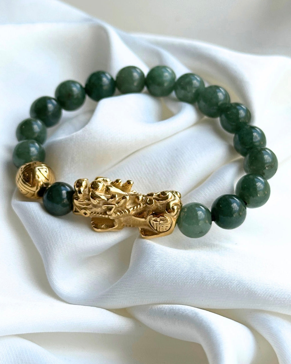 Abundance Charm | Pixiu Medium Green Jade Bracelet 8.5-9.5mm (Copy), additional angle