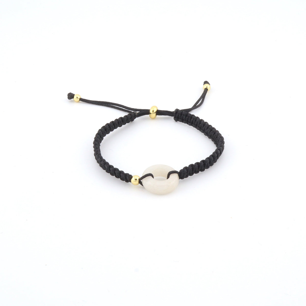 Jade Donut Adjustable Red String Bracelet