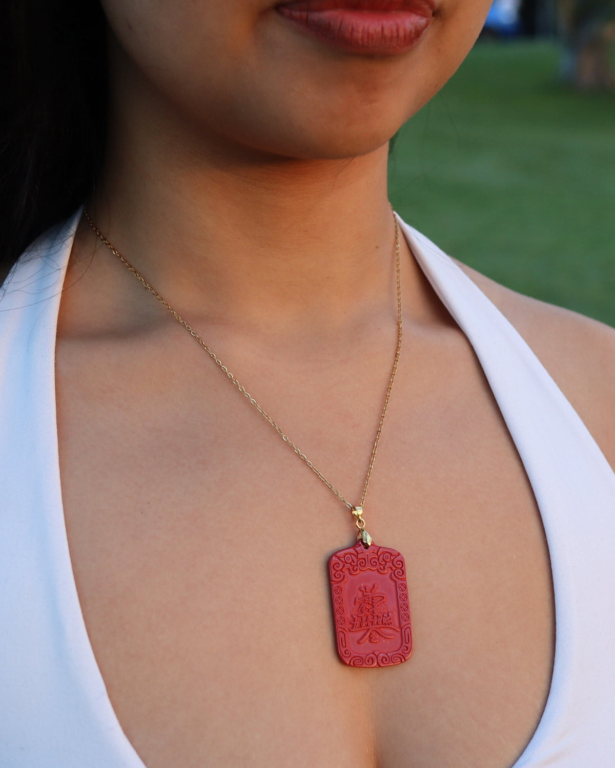 Wealth Talisman Cinnabar Pendant Necklace
