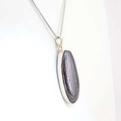 Handmade Australian Boulder Opal Pendant Necklace Sterling Silver Earth Vessel