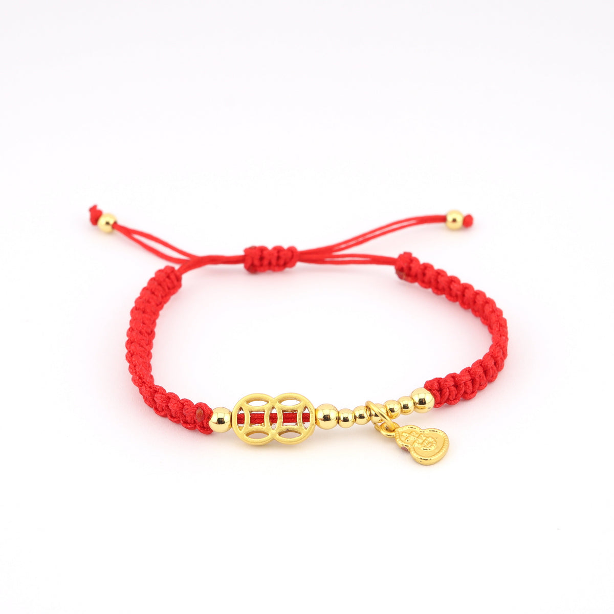 Coins with Hulu Red String Bracelet