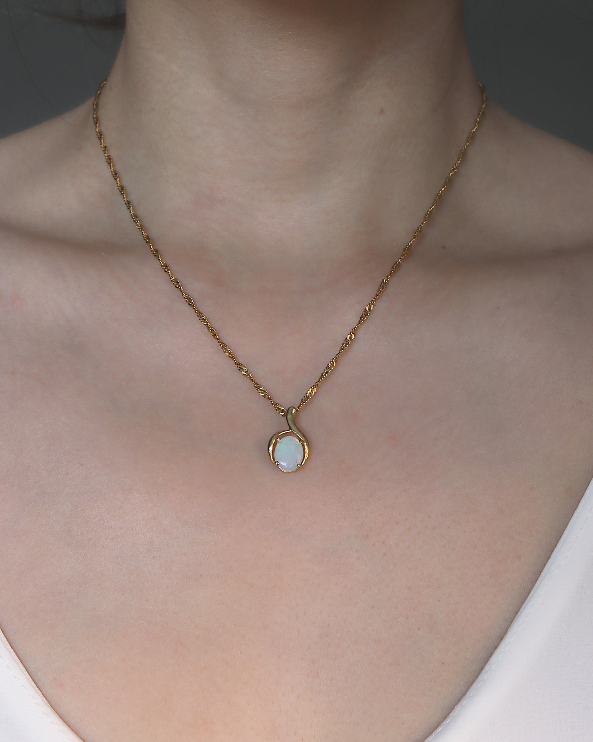 Solid Australian Opal Necklace | 18K Gold