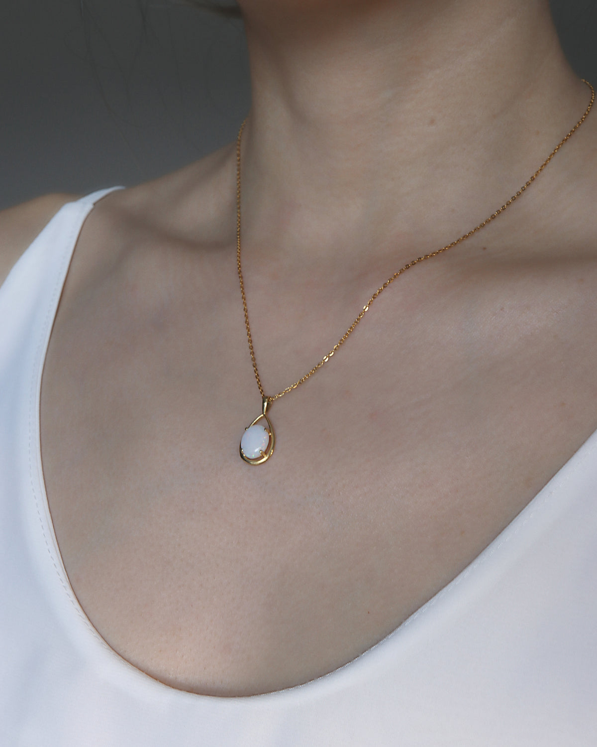 Solid Australian Opal Necklace | 18K Gold