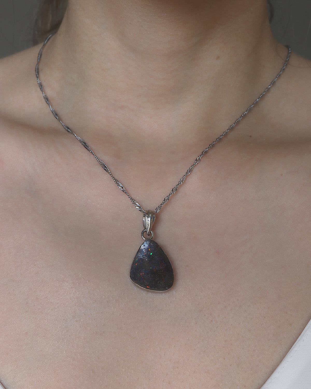 Ancient Tear Solid Australian Opal Necklace