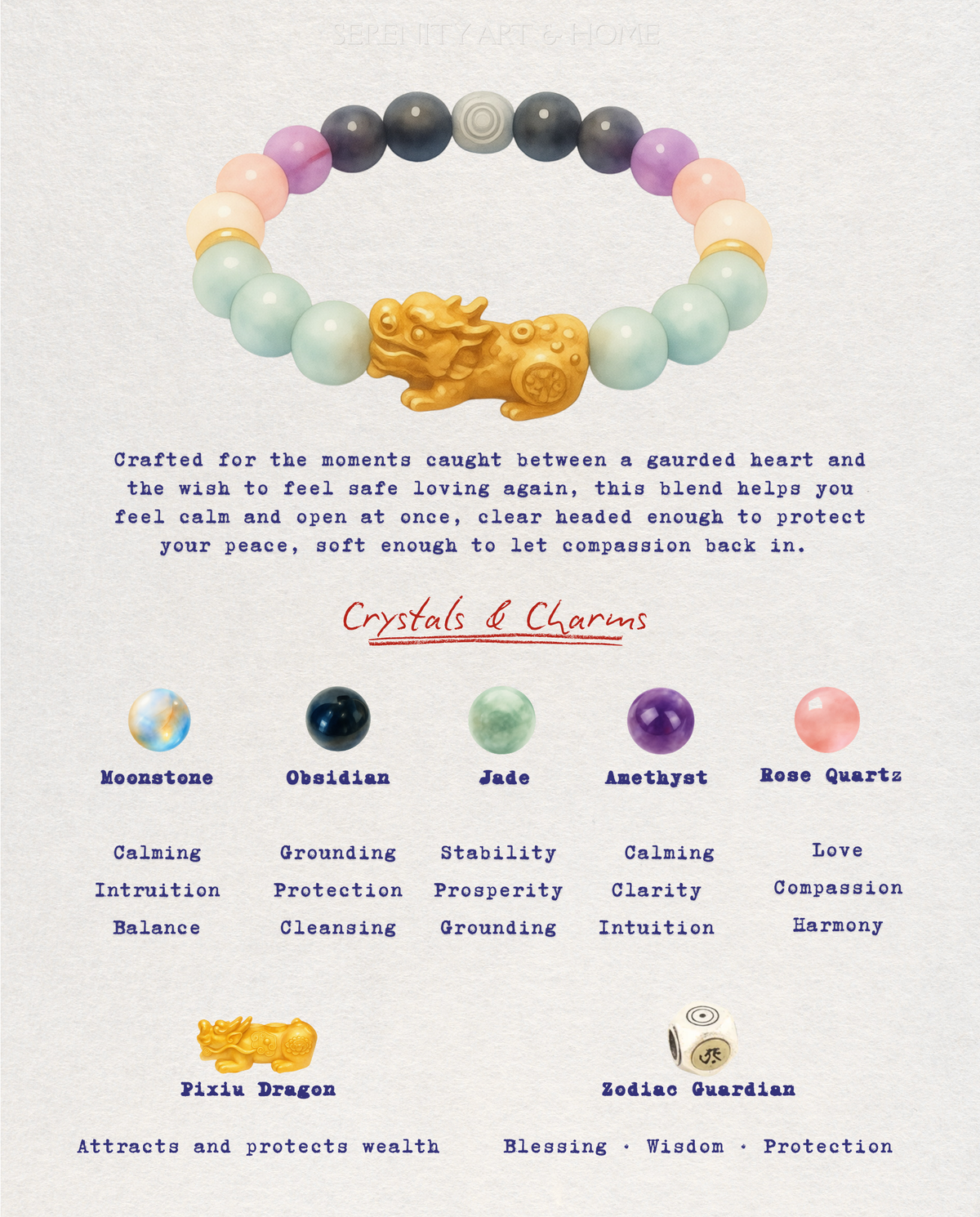 Peach Blossom Pixiu Bracelet, side view