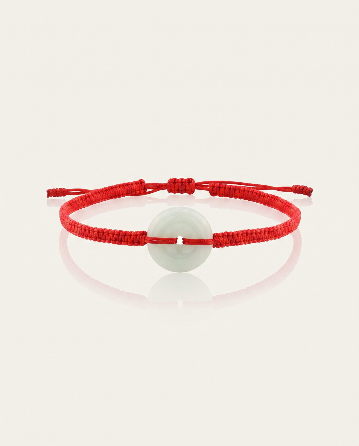 Jade Donut Adjustable Red String Bracelet