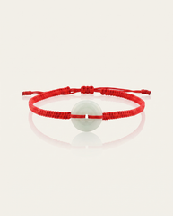 Jade Donut Adjustable Red String Bracelet