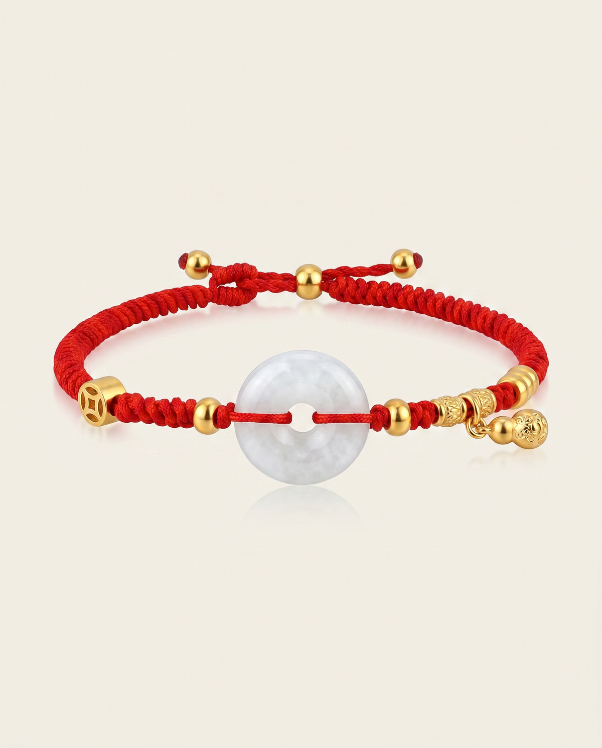 Jade with Hulu Health Charm Red String Bracelet