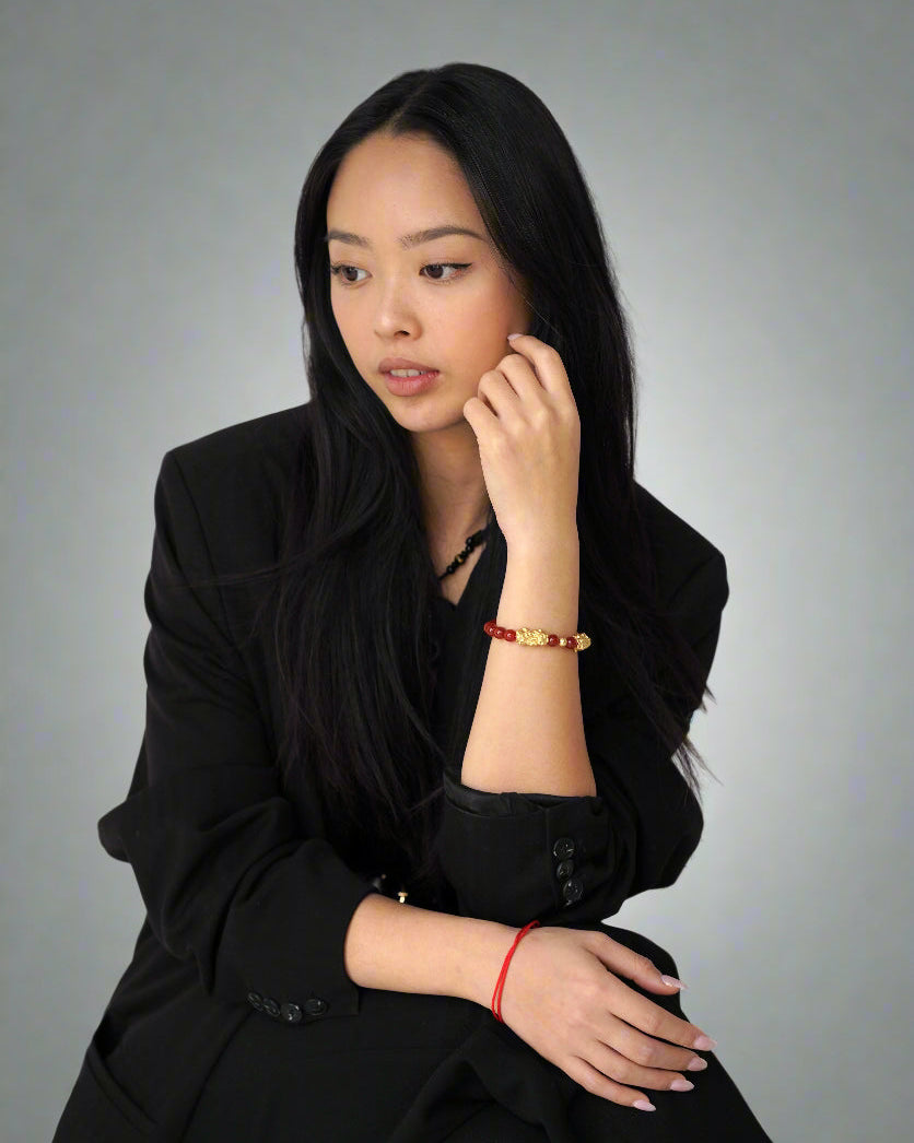 Fortune Charm | Mini Pixiu Dragon Red Agate Bracelet, alternate view