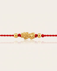 Pixiu Dragon with 2 Beads Red String Bracelet, alternate view