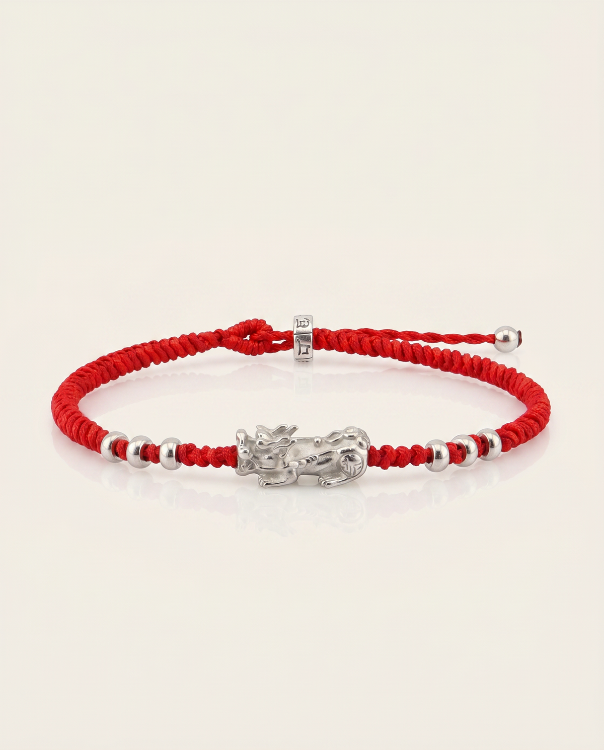 Pixiu Dragon with 6 Beads Red String Bracelet