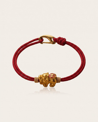 Baby Pixiu Dragon Red String Bracelet with golden buckle