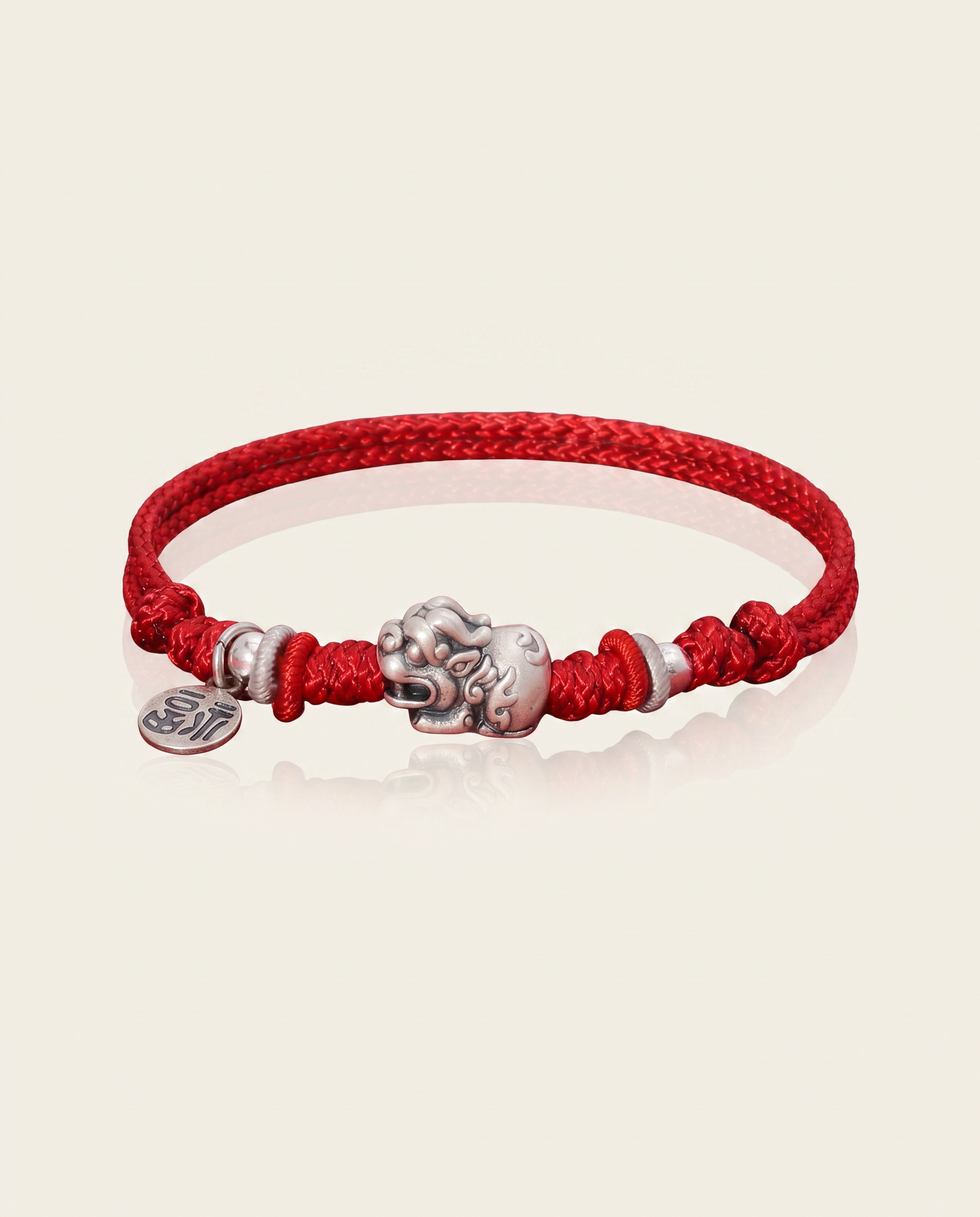 Silver Baby Pixiu Dragon Red String Bracelet