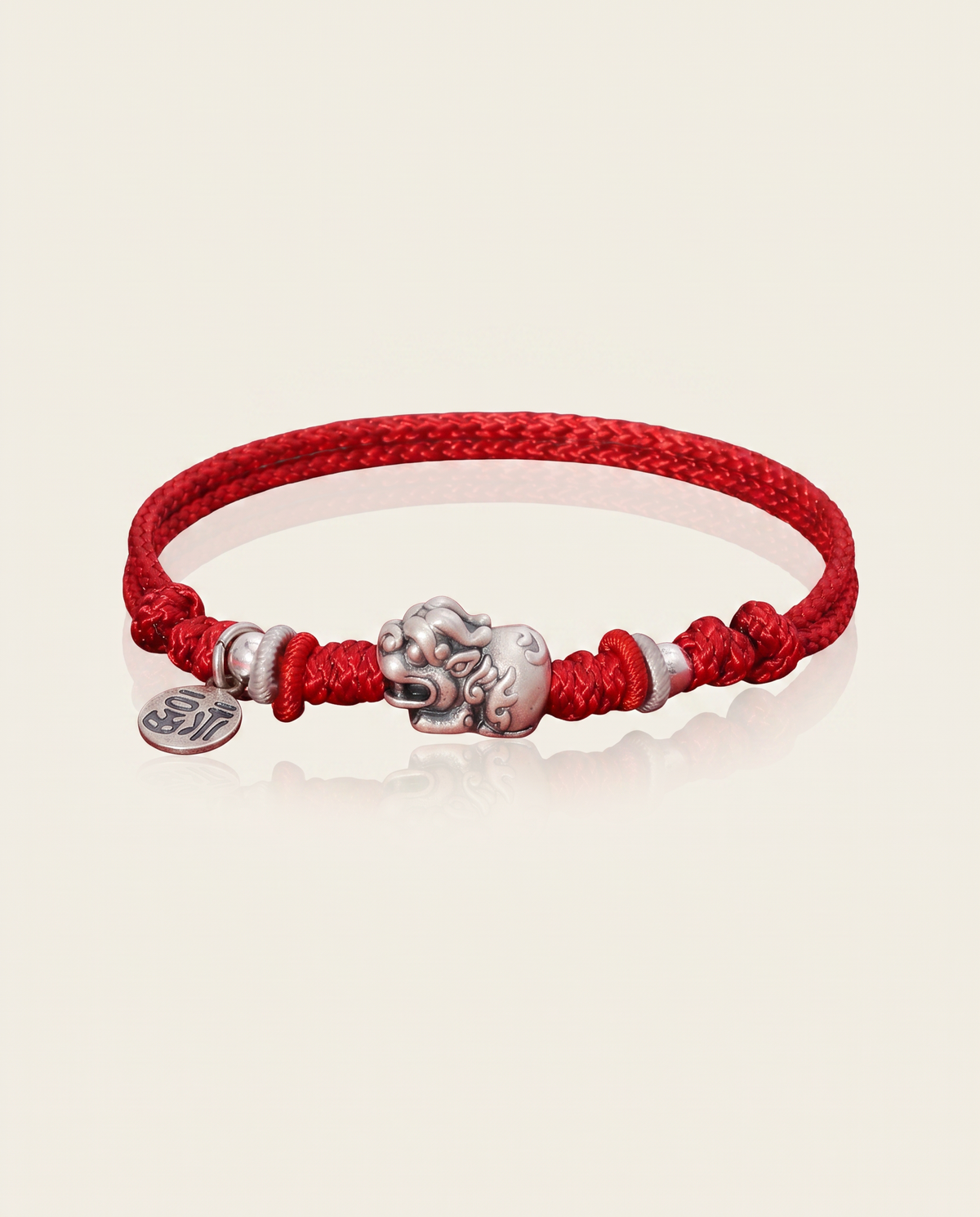 Silver Baby Pixiu Dragon Red String Bracelet