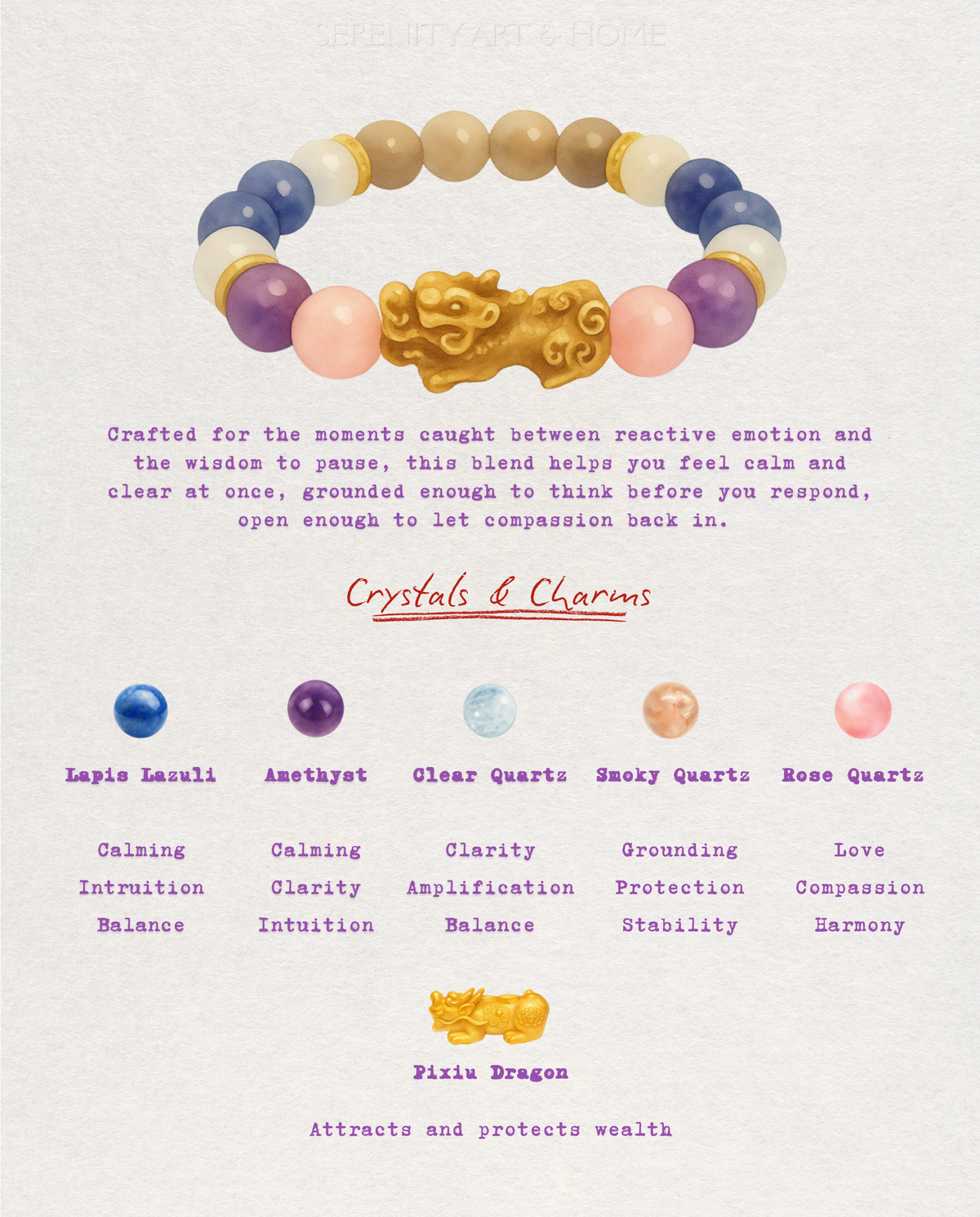 Clear Mirror Pixiu Bracelet, side view