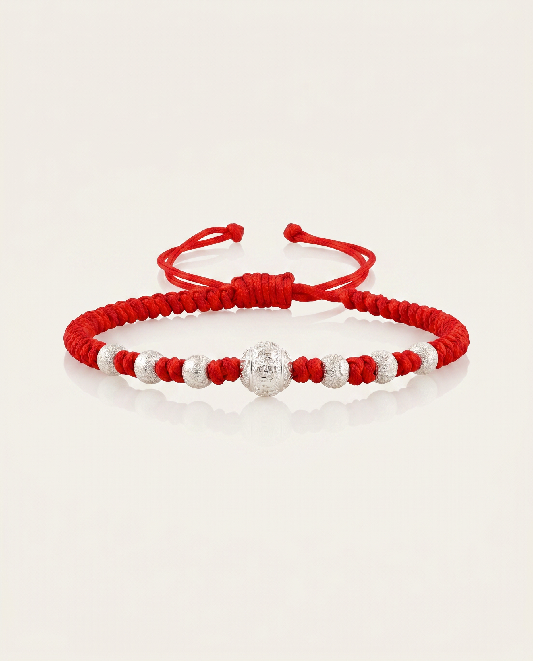 Six Character Mantra Blessing Adjustable Red String Bracelet