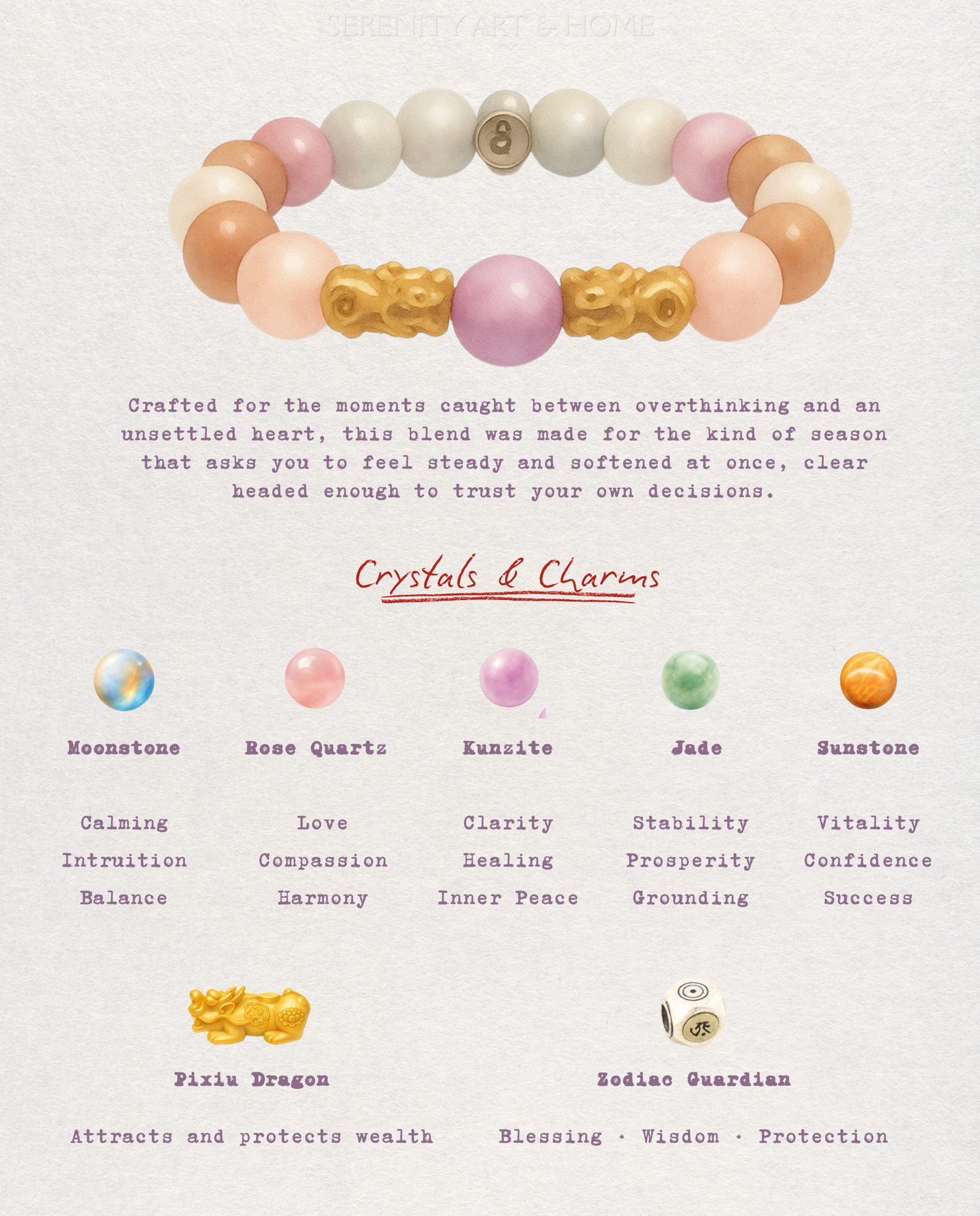 Dawn Blossom Pixiu Bracelet, side view