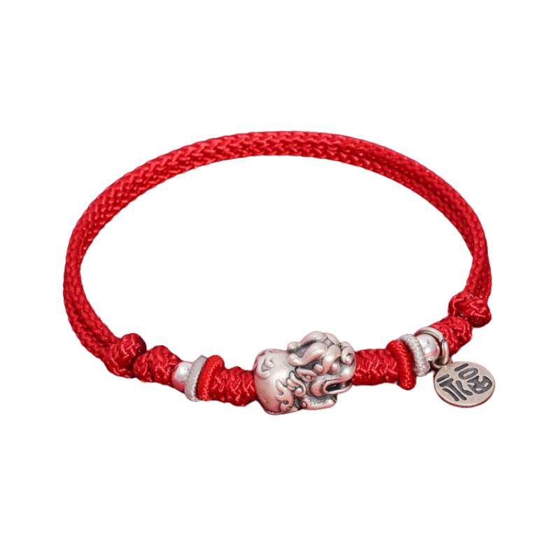 Pre order only: Silver Baby Pixiu Dragon Red String Bracelet (ready in April)