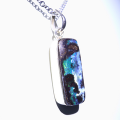 Handmade Australian Boulder Opal Pendant Necklace Sterling Silver Earth Pillar