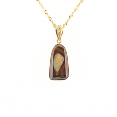 Handmade Australian Boulder Opal Pendant Necklace Sterling Silver Golden Drift Pillar (Copy)